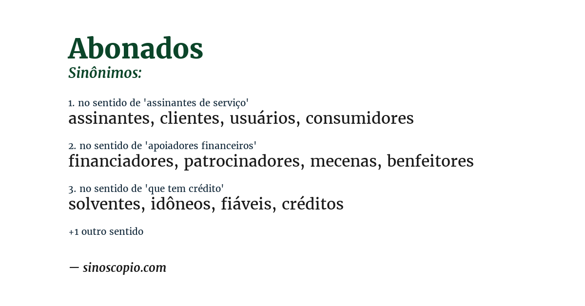 Sinônimo de abonados