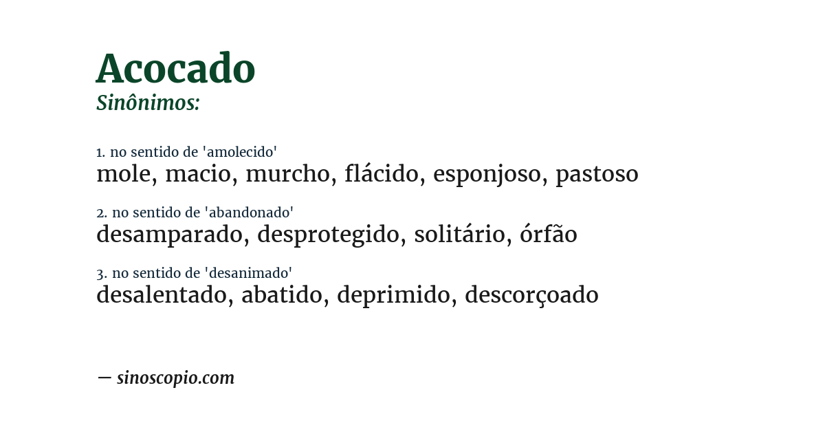 Sinônimo de acocado