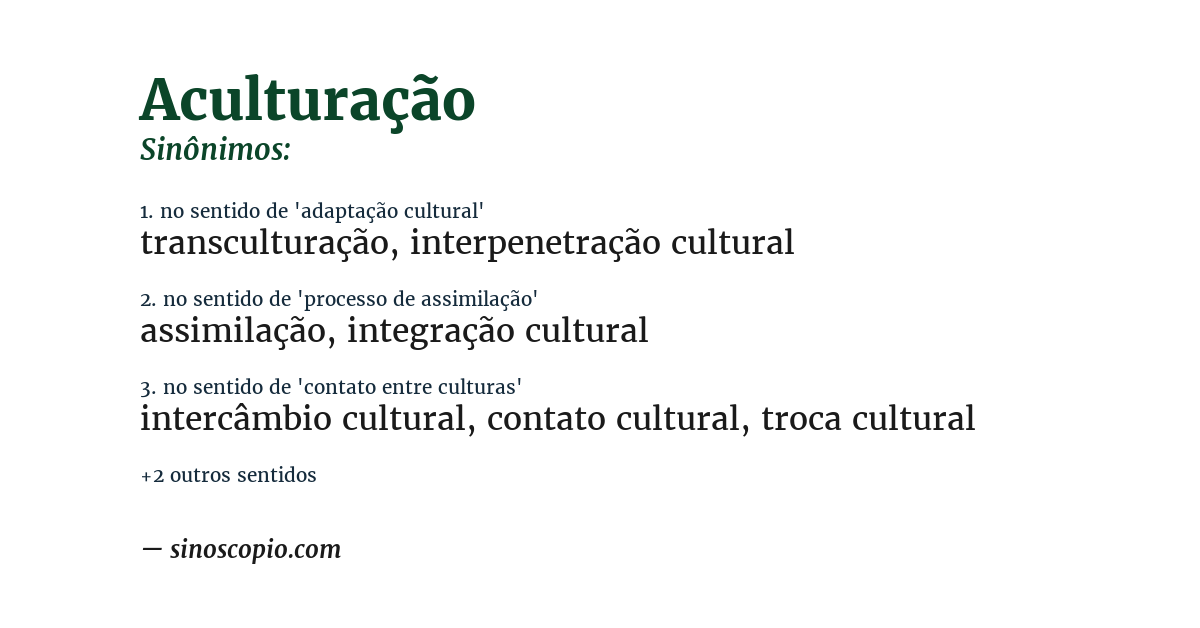 Sinônimo de aculturação