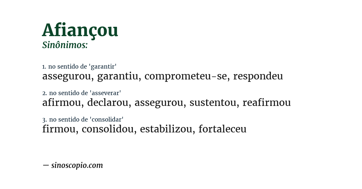 Sinônimo de afiançou