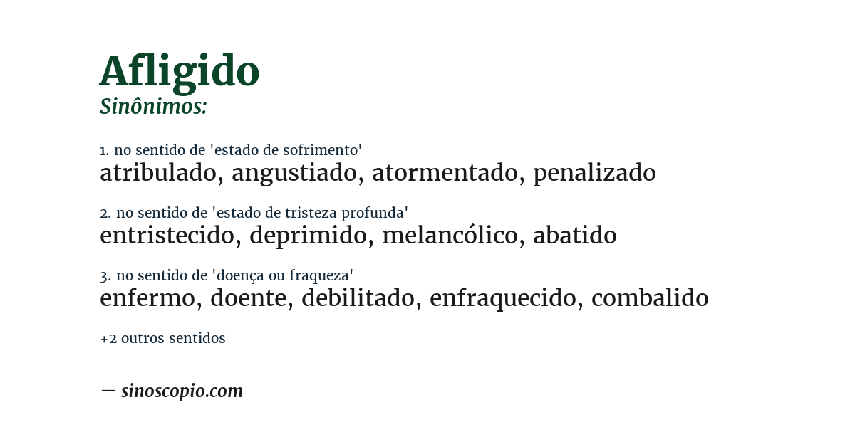 Sinônimo de afligido