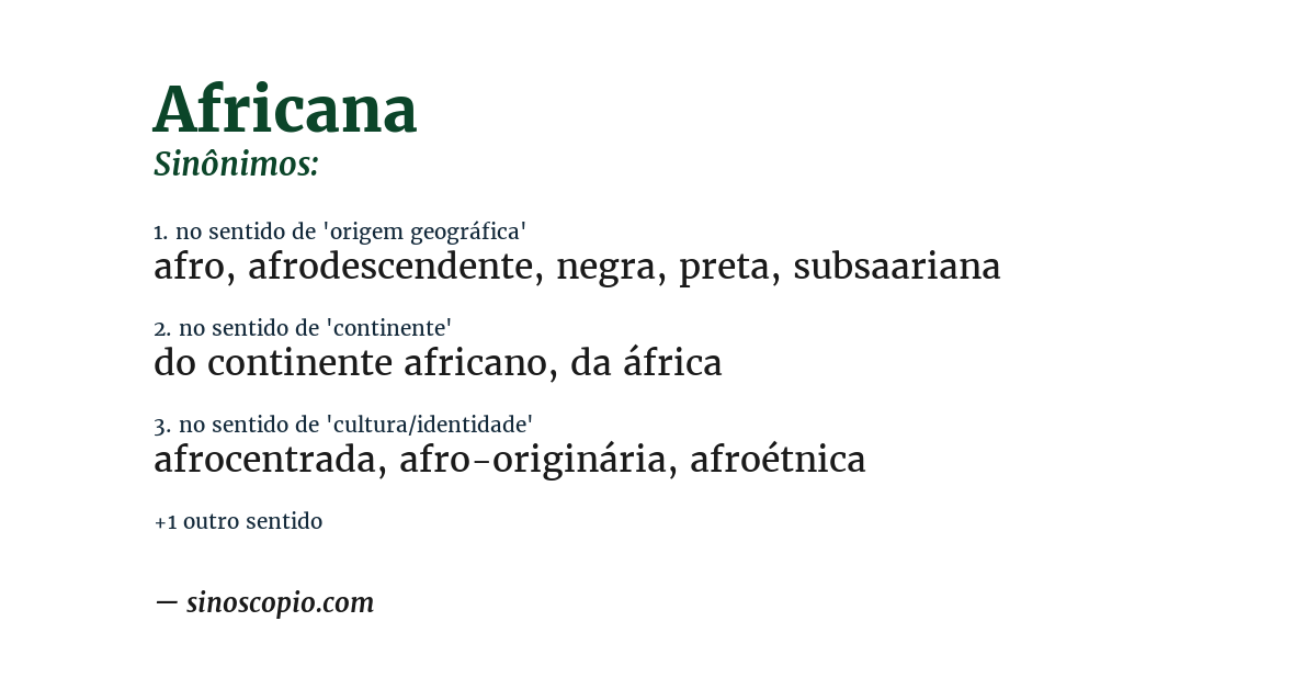 Sinônimo de africana