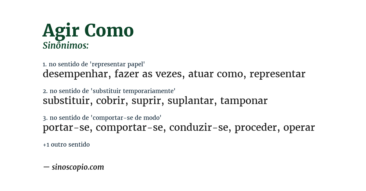 Sinônimo de agir como