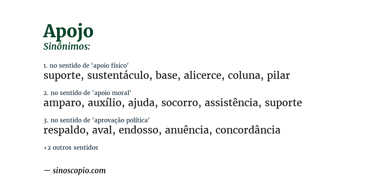 Sinônimo de apojo