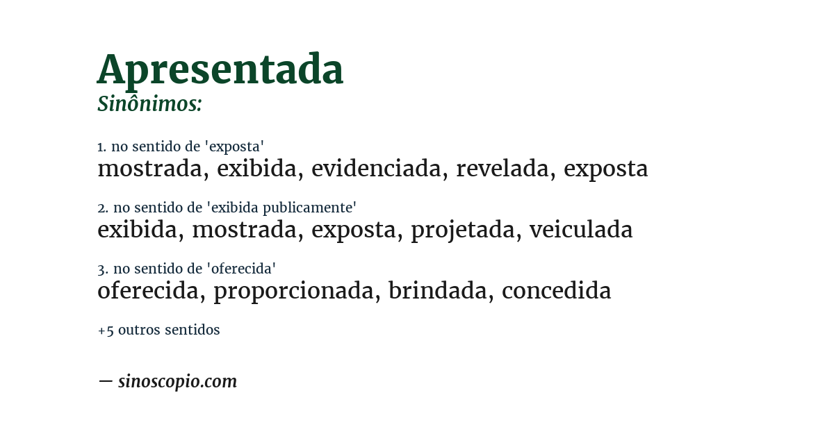 Sinônimo de apresentada