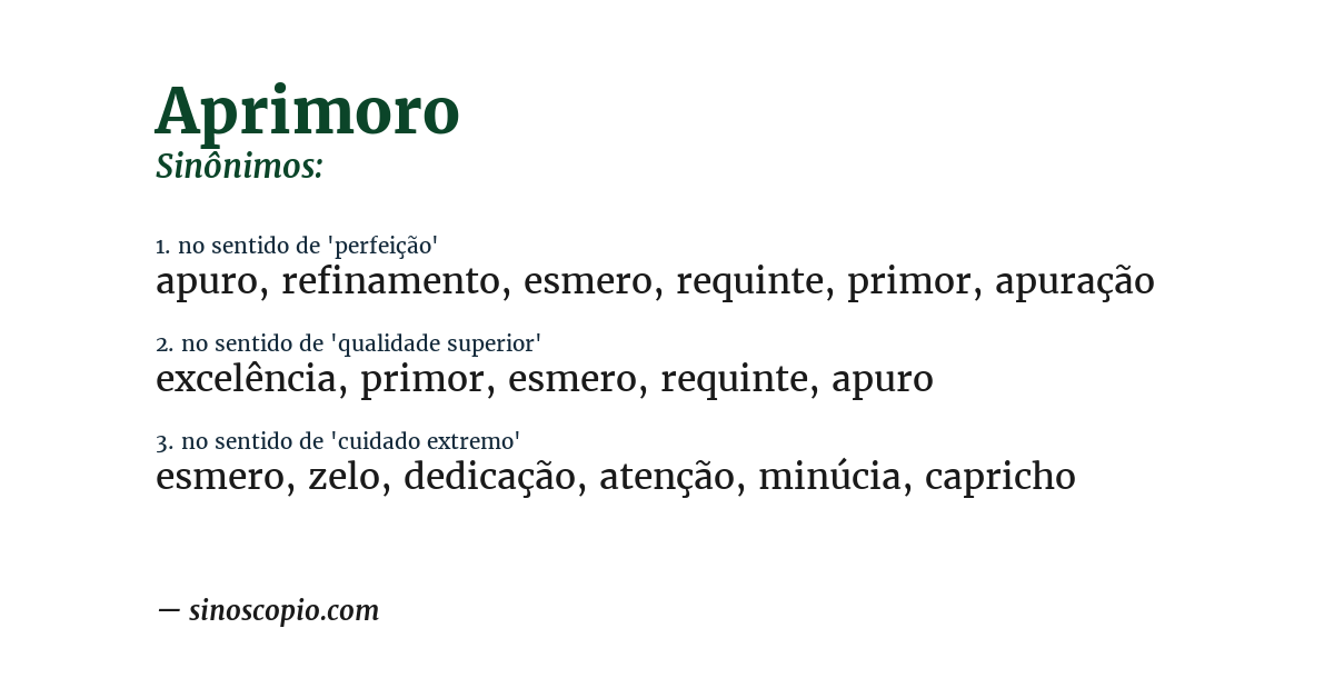 Sinônimo de aprimoro