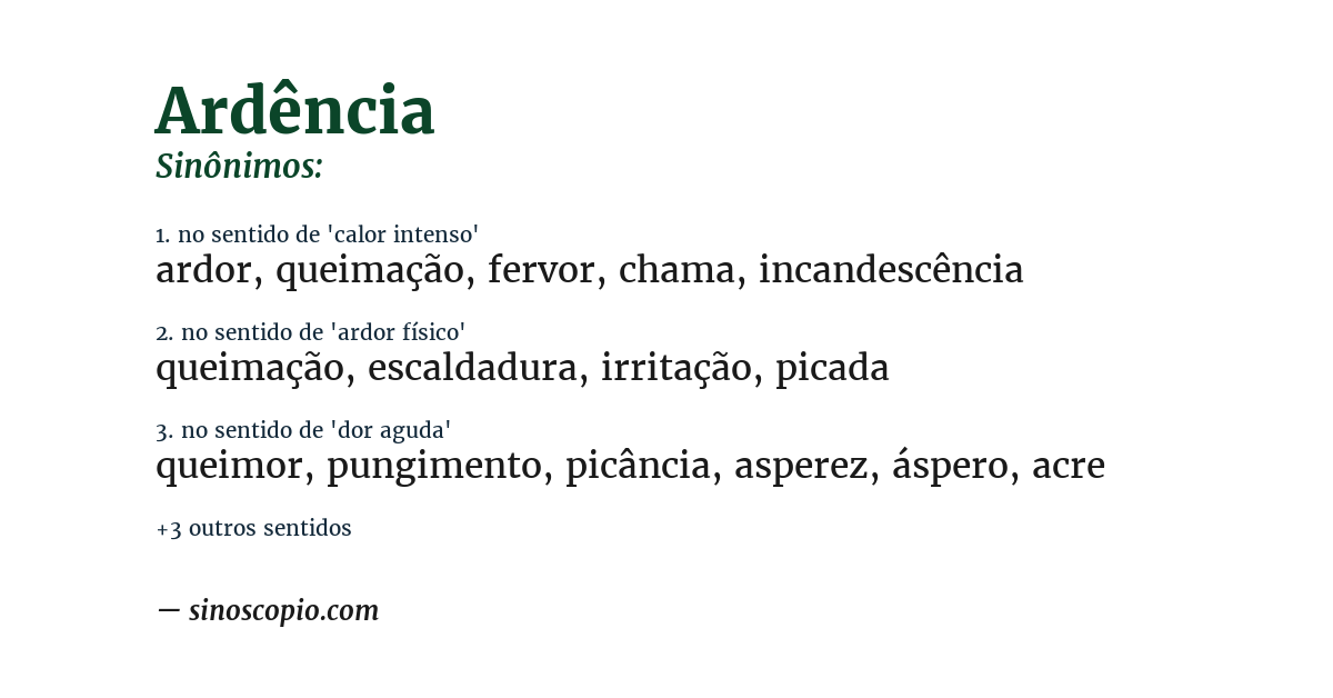 Sinônimo de ardência