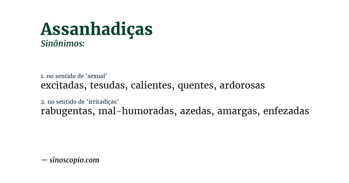 Sinônimo de assanhadiças