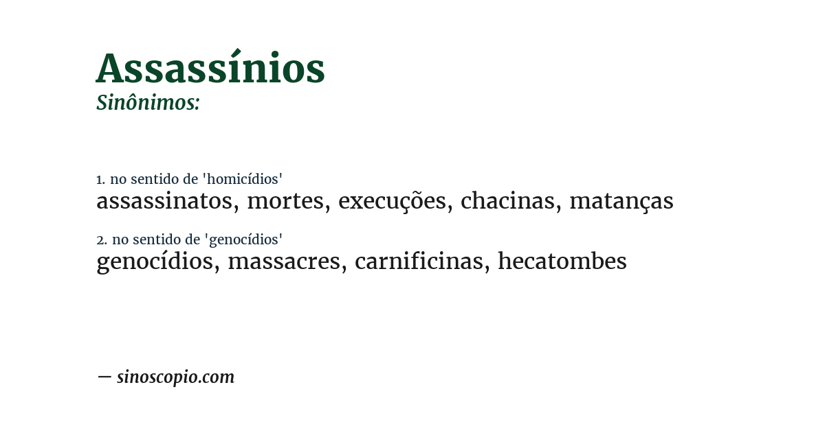 Sinônimo de assassínios