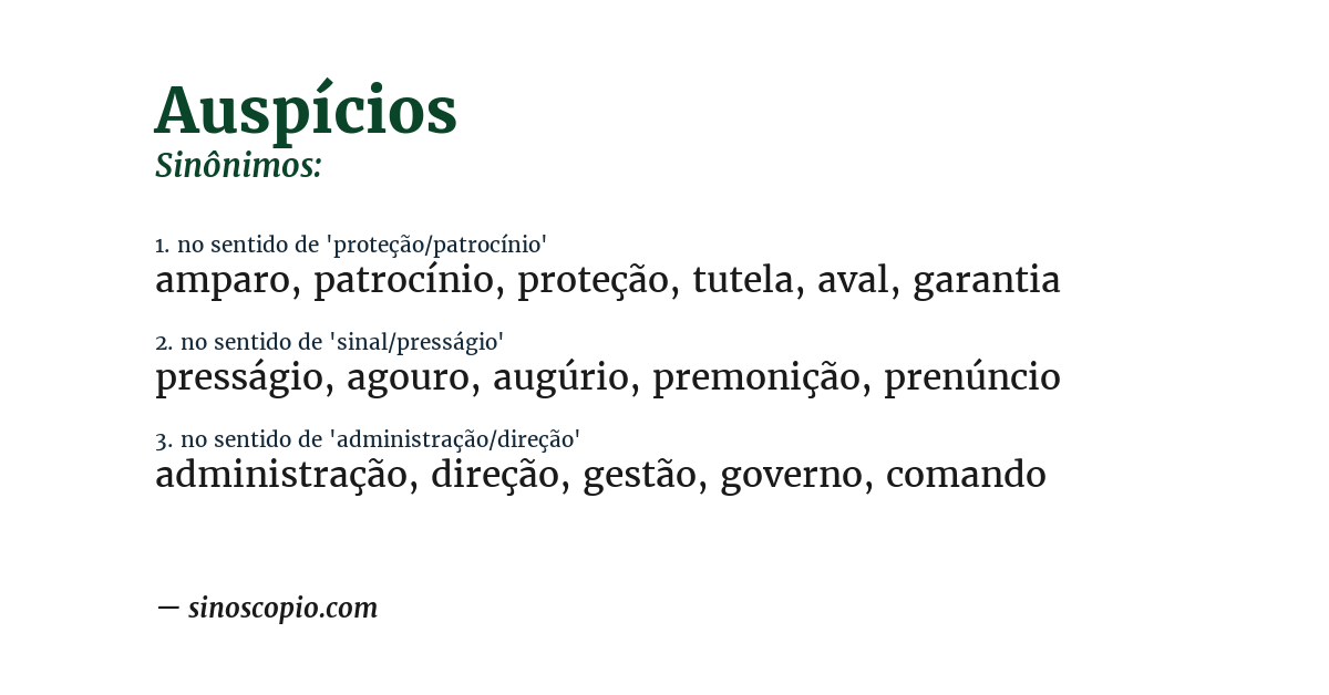 Sinônimo de auspícios