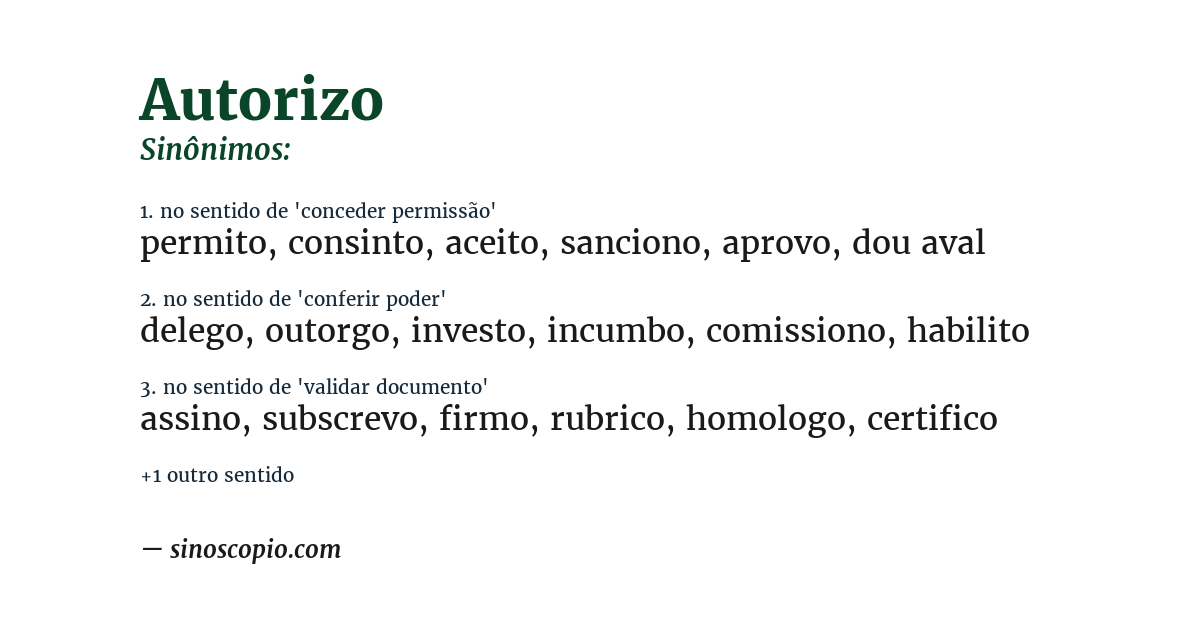 Sinônimo de autorizo