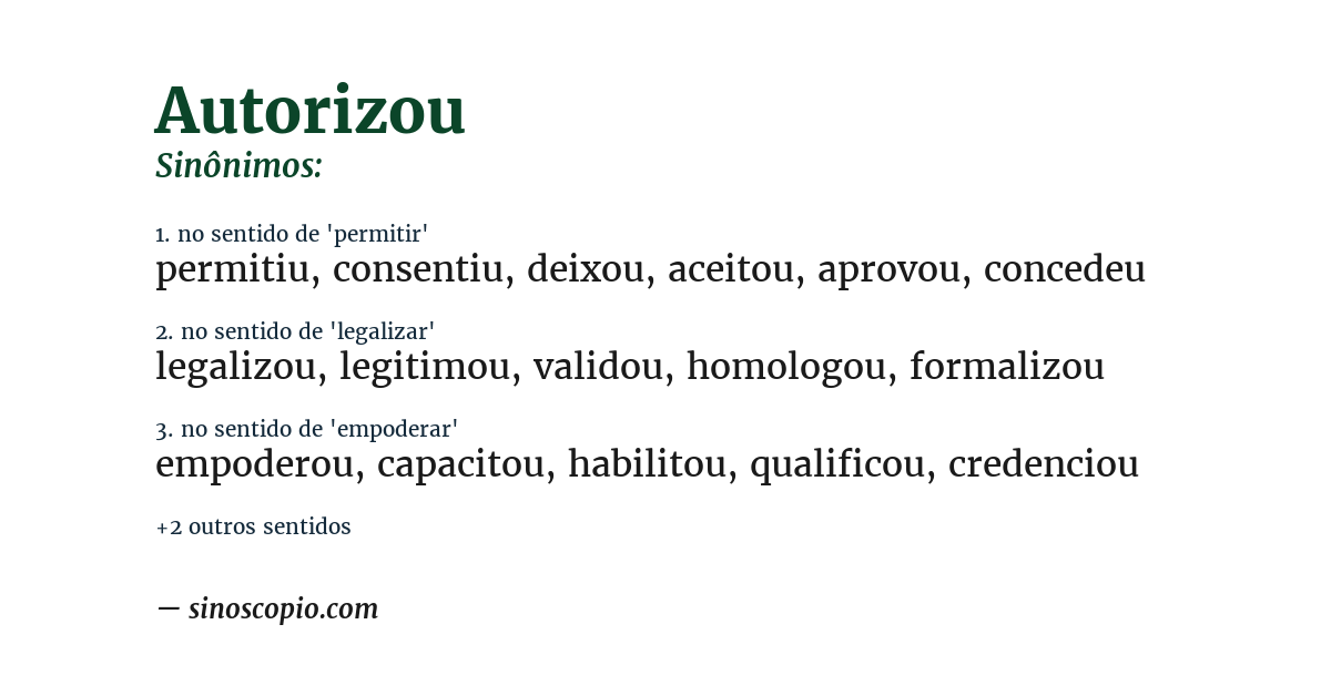 Sinônimo de autorizou