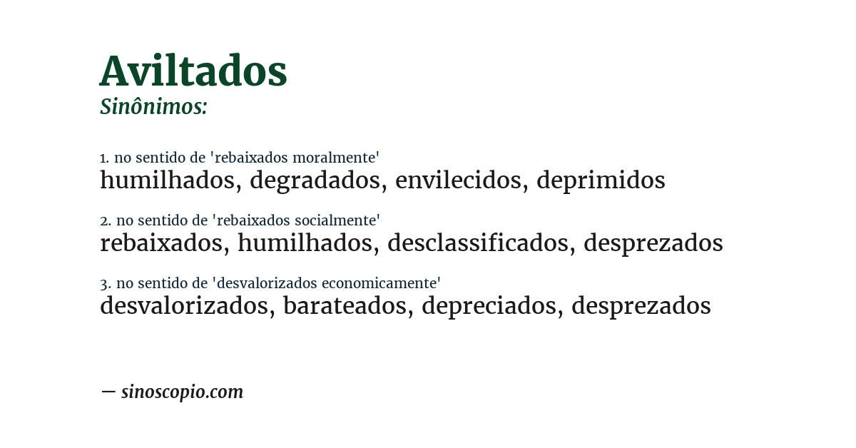 Sinônimo de aviltados