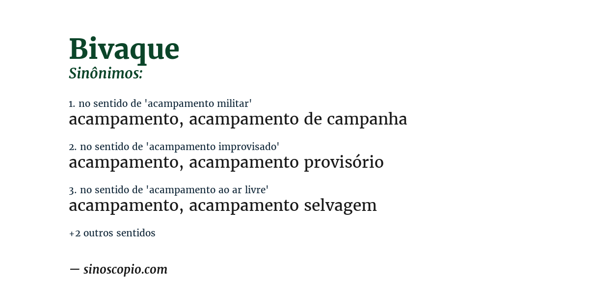 Sinônimo de bivaque