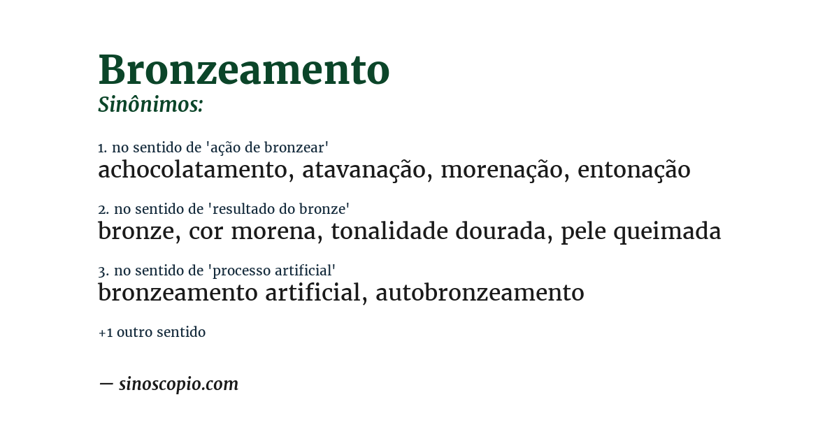 Sinônimo de bronzeamento
