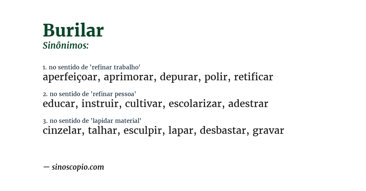 Sinônimo de burilar