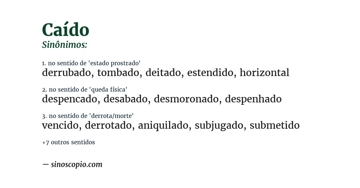 Sinônimo de caído