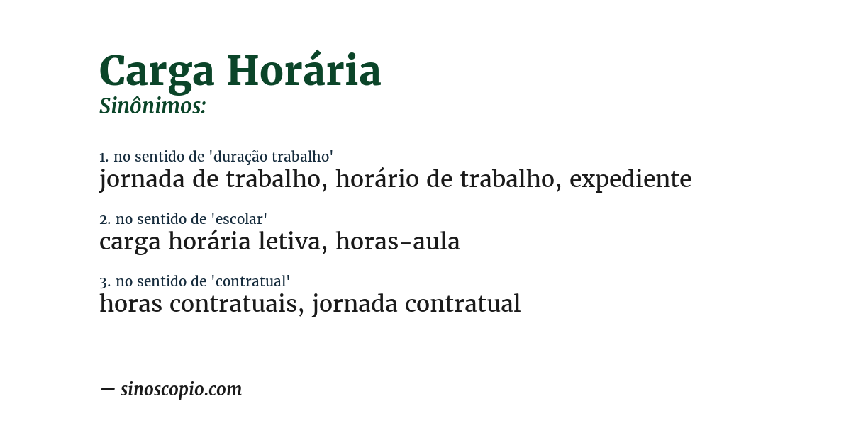 Sinônimo de carga horária