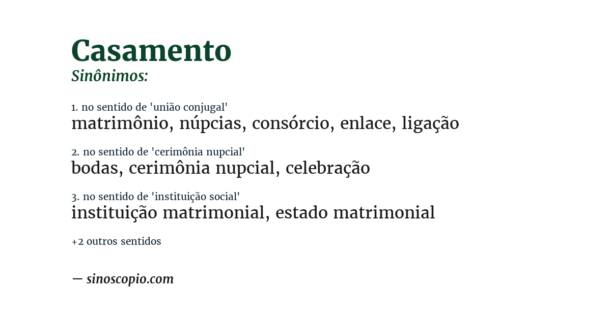 Sinônimo de casamento