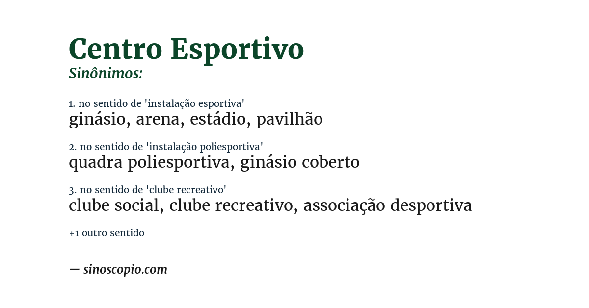 Sinônimo de centro esportivo