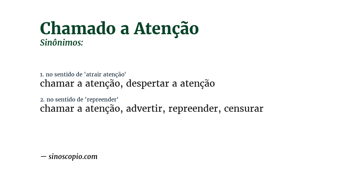 Sinônimo de chamado a atenção