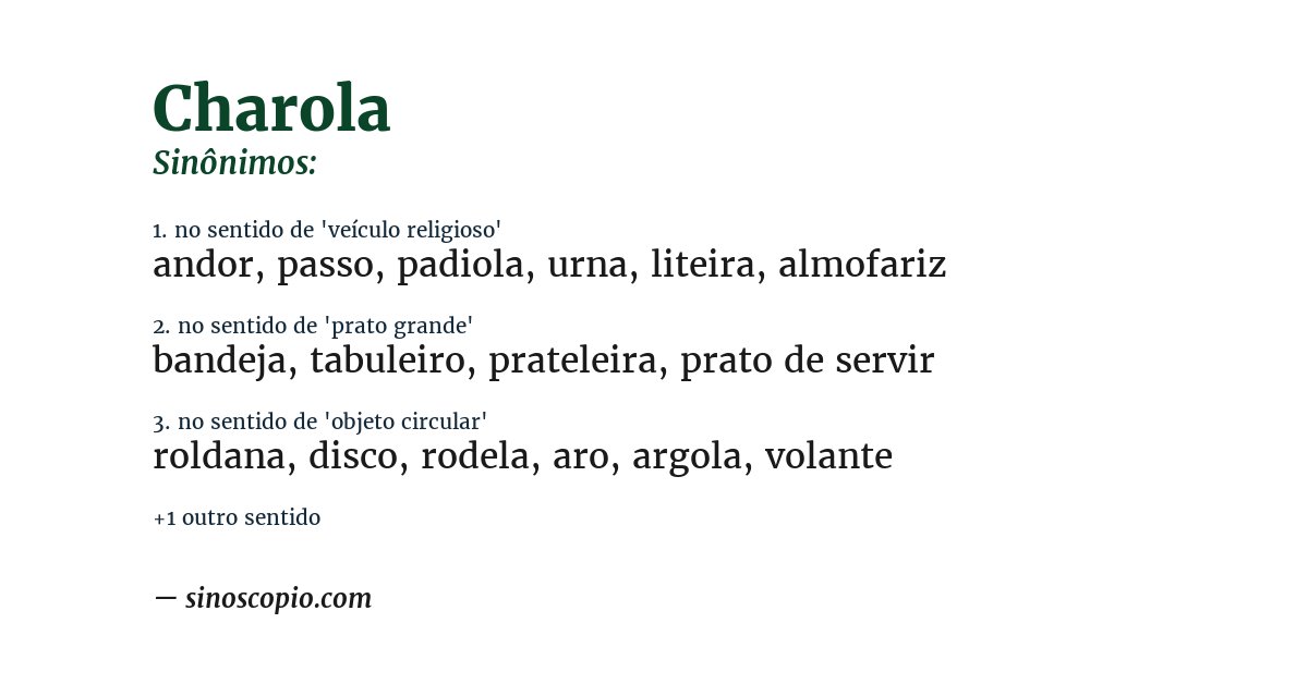 Sinônimo de charola