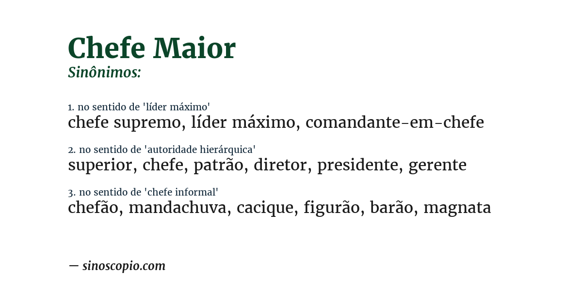 Sinônimo de chefe maior