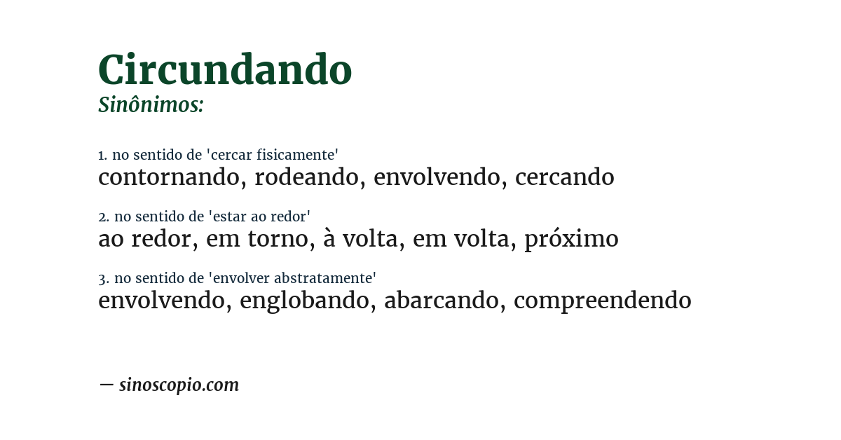 Sinônimo de circundando