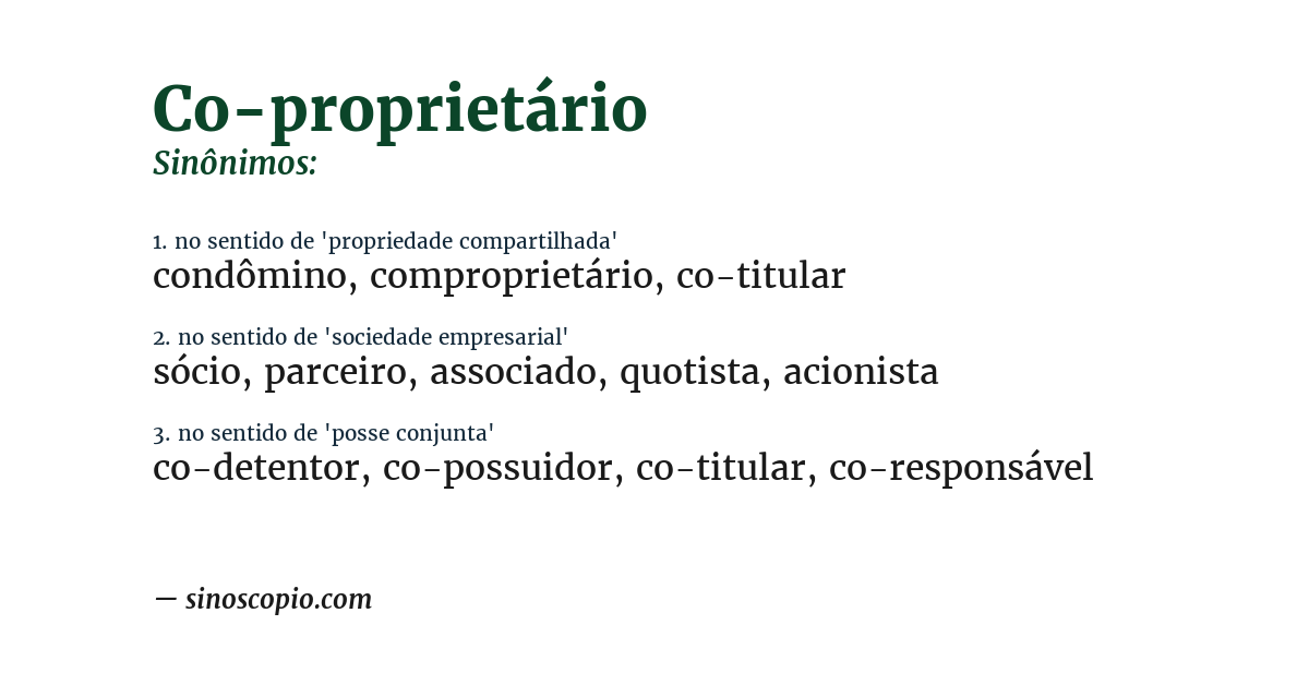 Sinônimo de co-proprietário