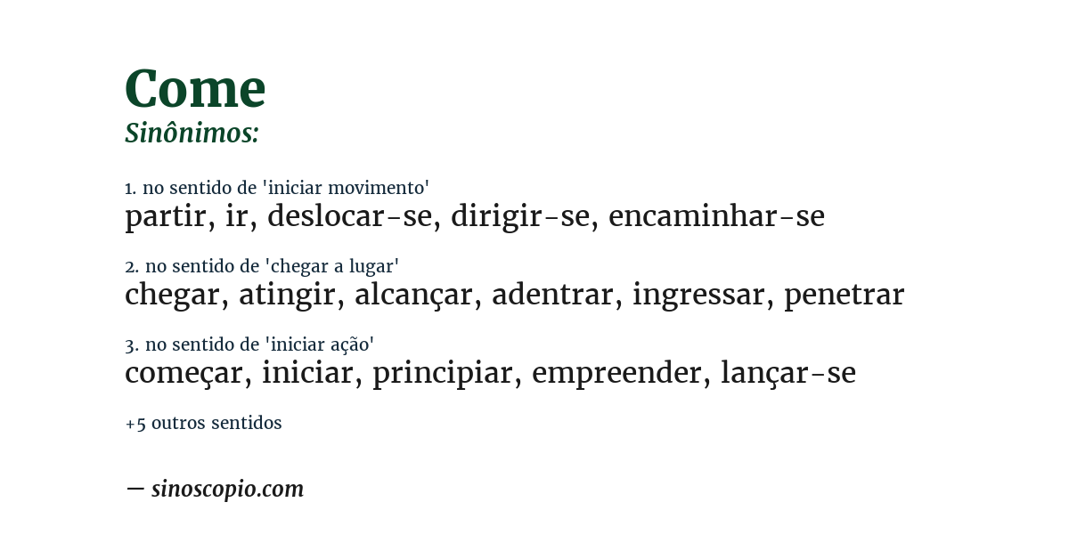 Sinônimo de come