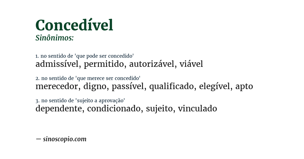 Sinônimo de concedível