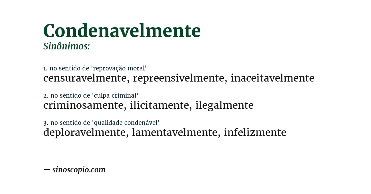 Sinônimo de condenavelmente