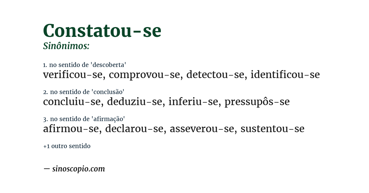 Sinônimo de constatou-se