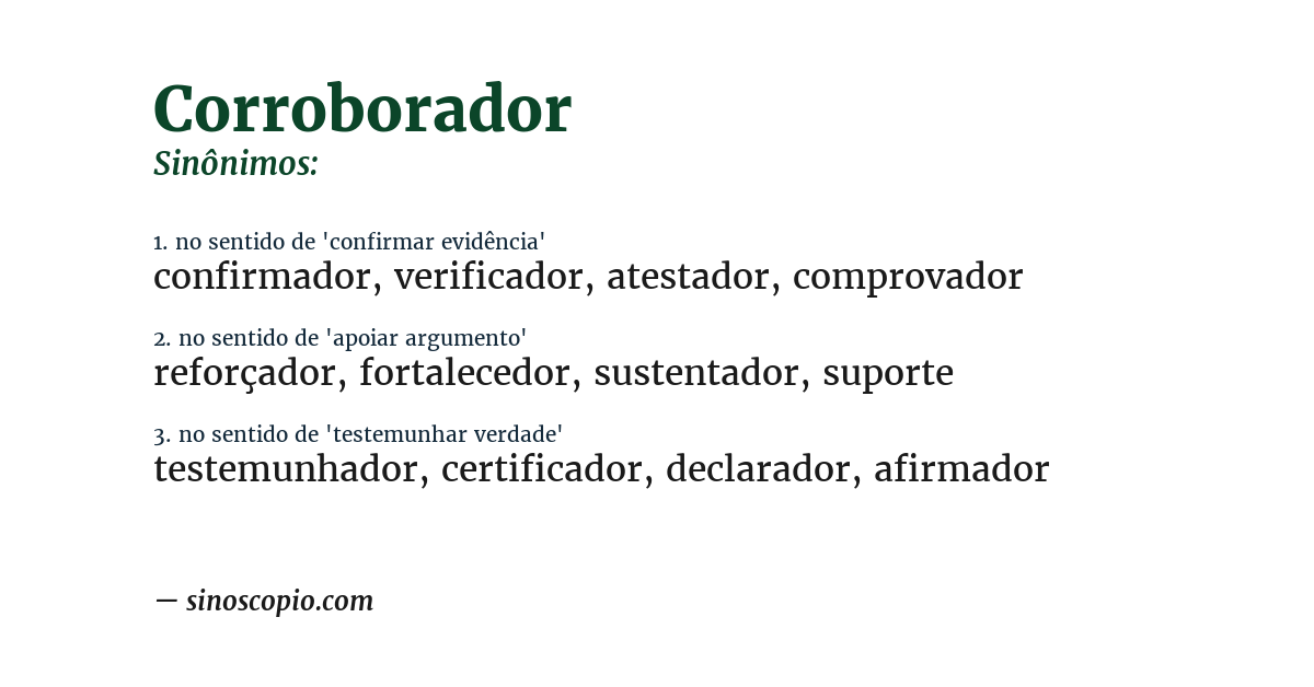 Sinônimo de corroborador