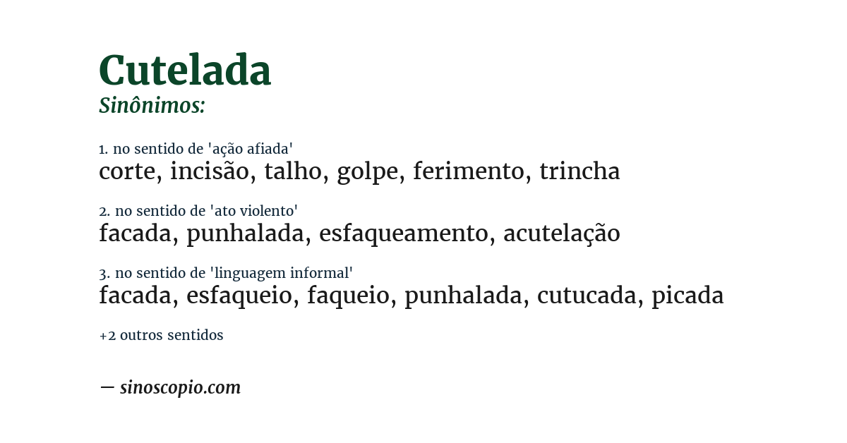 Sinônimo de cutelada