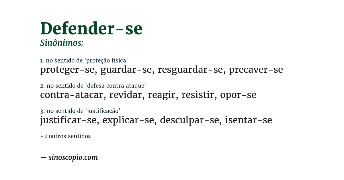 Sinônimo de defender-se