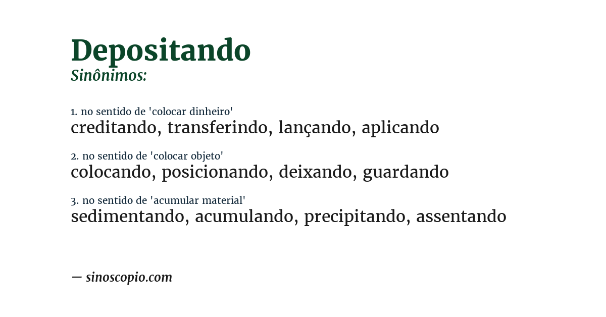 Sinônimo de depositando