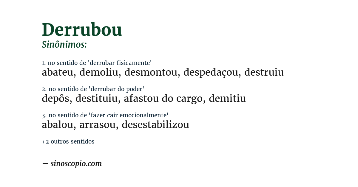 Sinônimo de derrubou