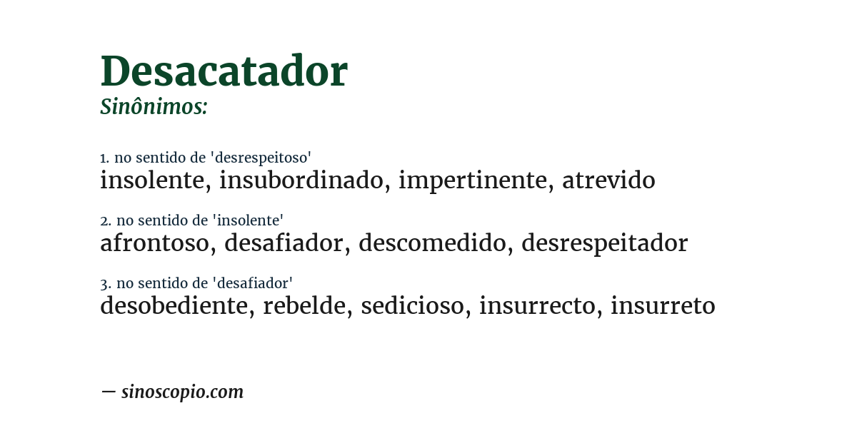 Sinônimo de desacatador
