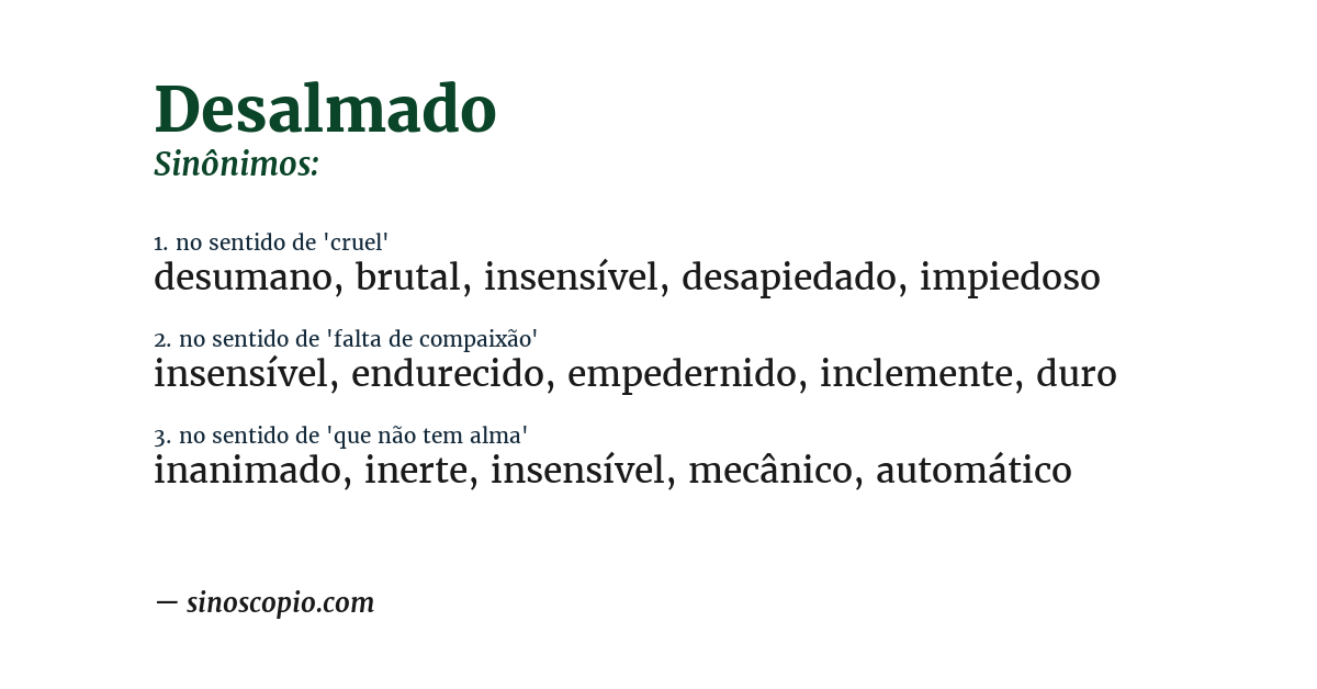 Sinônimo de desalmado