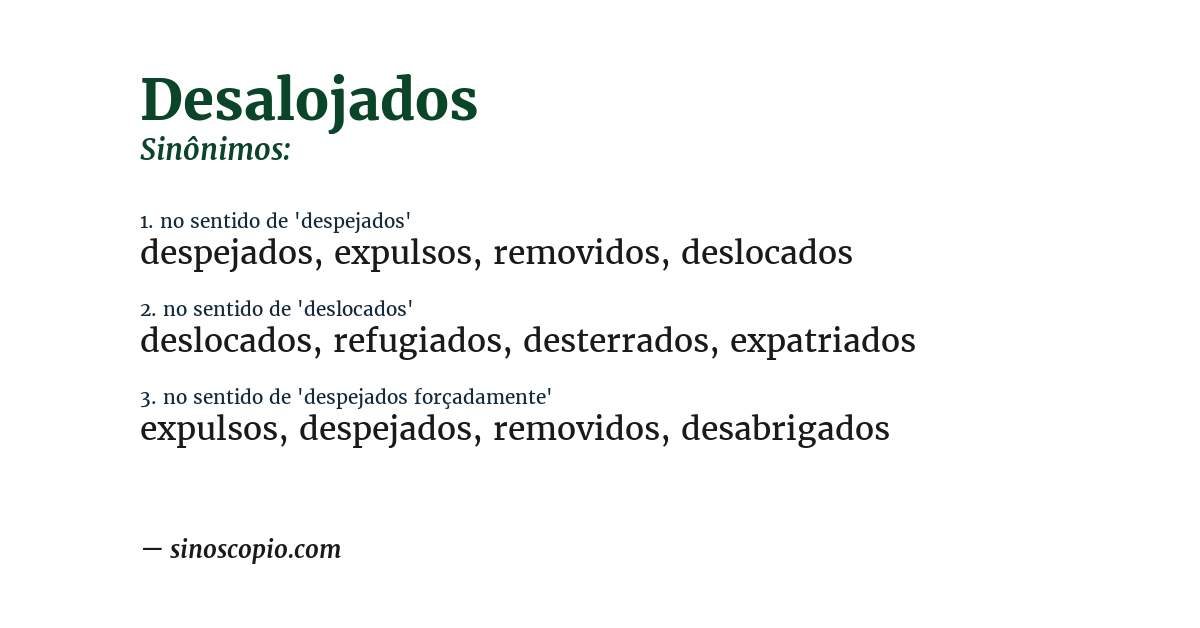 Sinônimo de desalojados