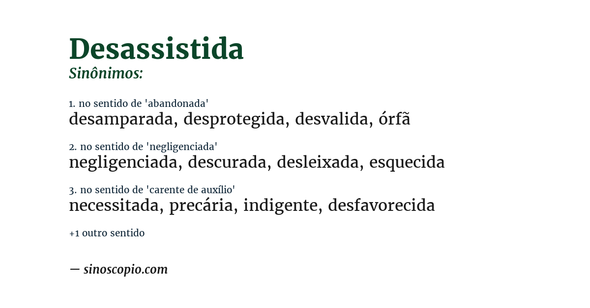 Sinônimo de desassistida