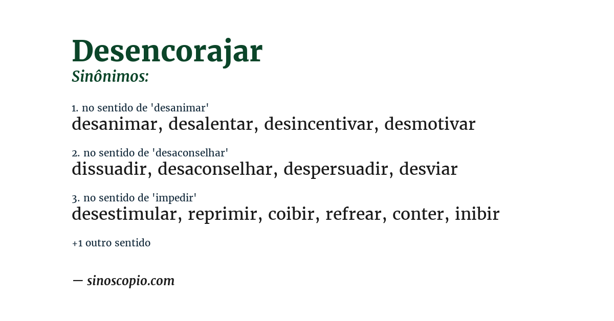 Sinônimo de desencorajar