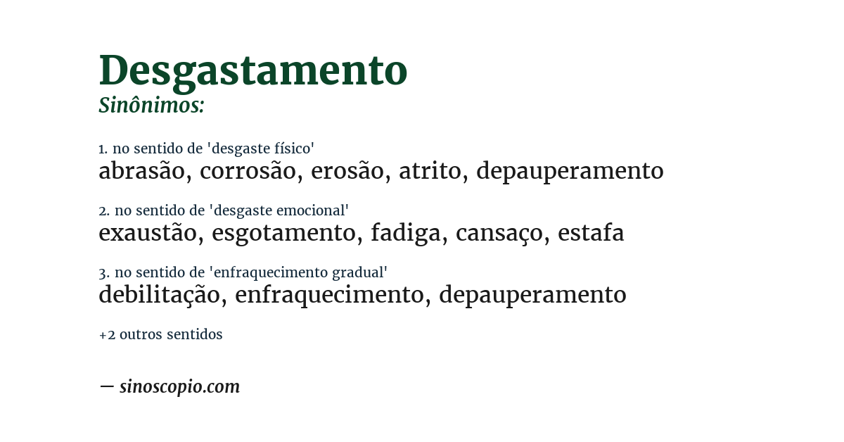 Sinônimo de desgastamento