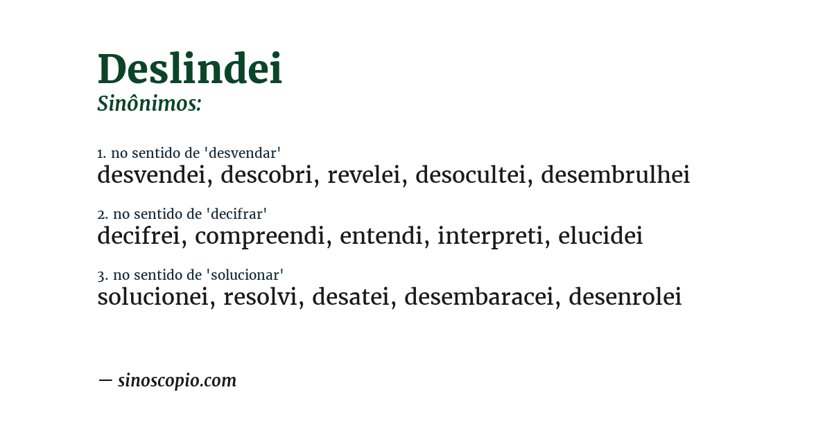 Sinônimo de deslindei