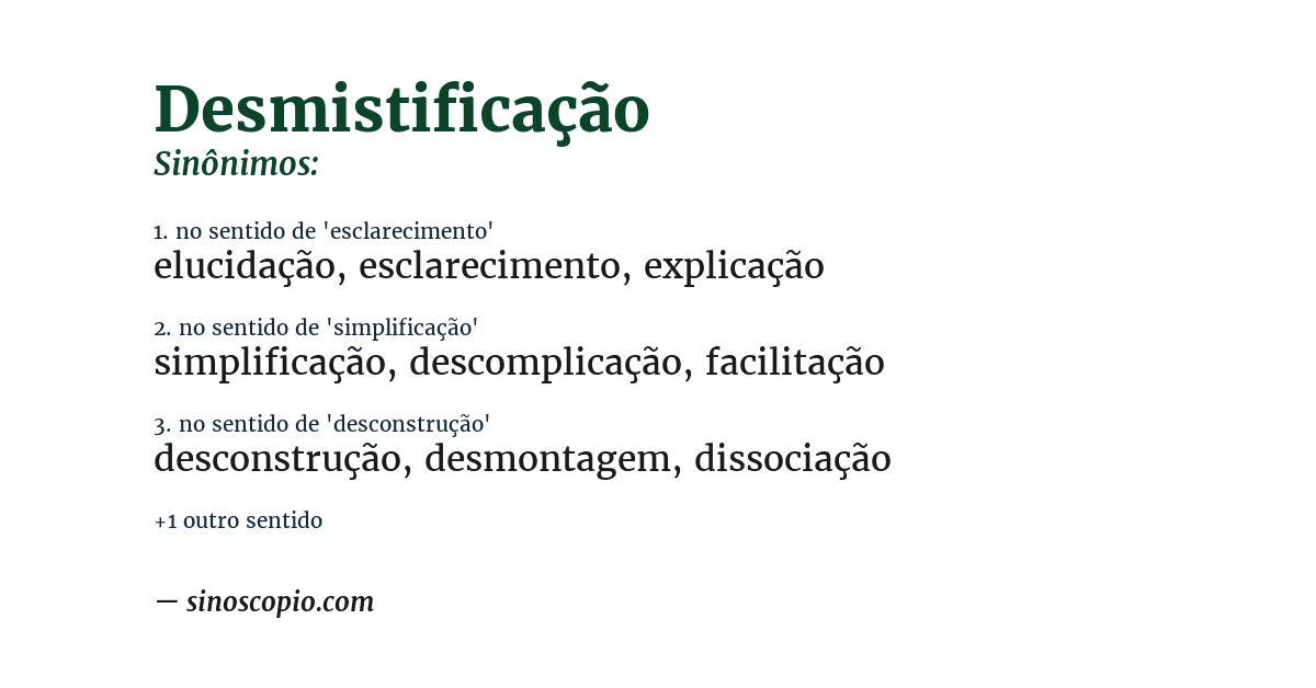 Sinônimo de desmistificação