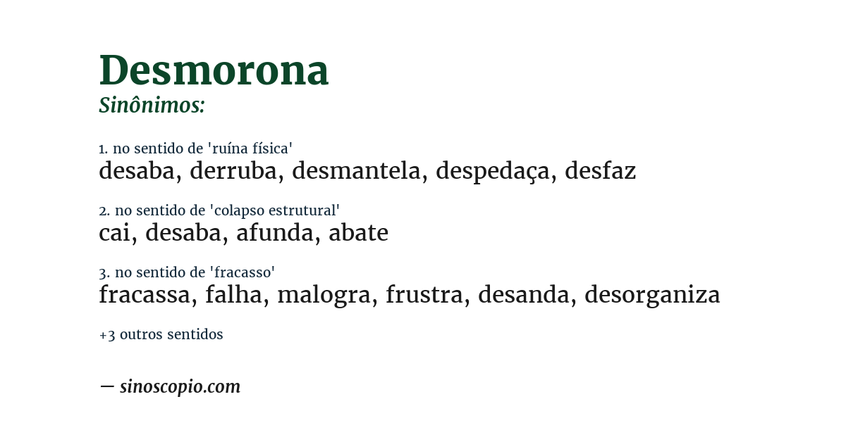 Sinônimo de desmorona