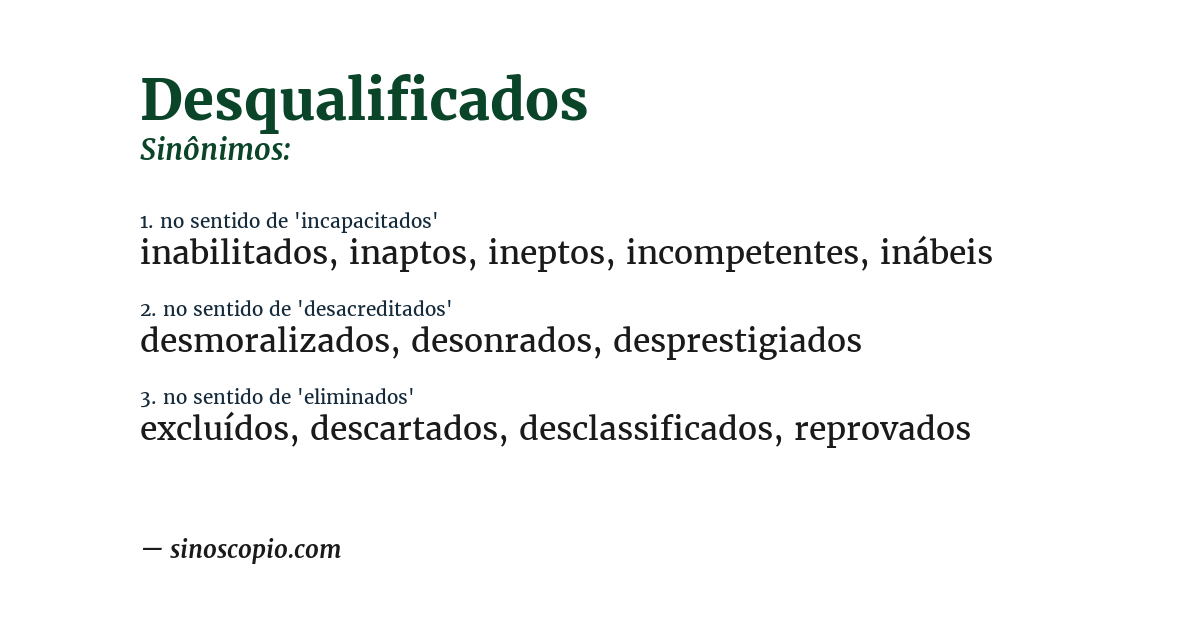 Sinônimo de desqualificados