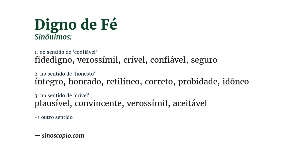Sinônimo de digno de fé