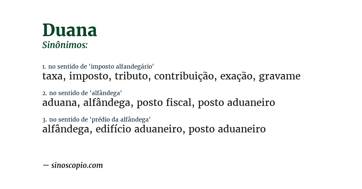 Sinônimo de duana